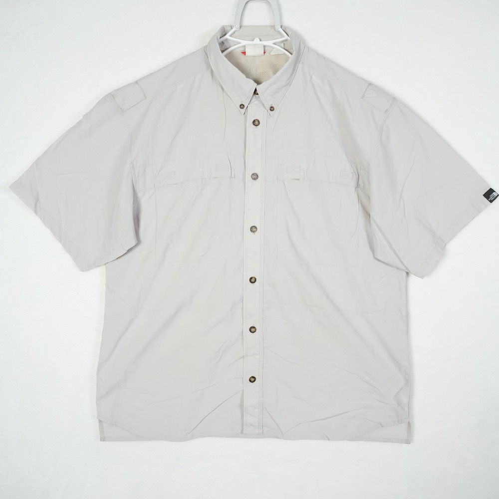 The North Face Button Shirt Mens Size Large Gray Vented Performance Outdoor Hike